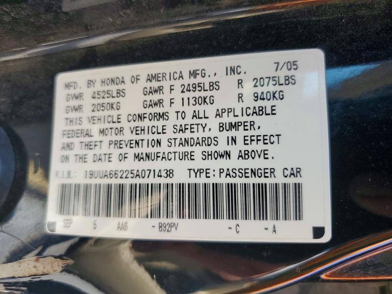 Aukcja sprzedaży 2005 Acura Tl, vin: 19UUA66225A071438, numer aukcji: 60167246