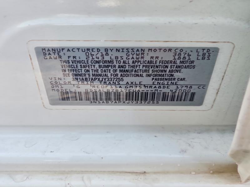 Продаж на аукціоні авто 2018 Nissan Sentra, vin: 3N1AB7APXJY337255, номер лоту: 62320486