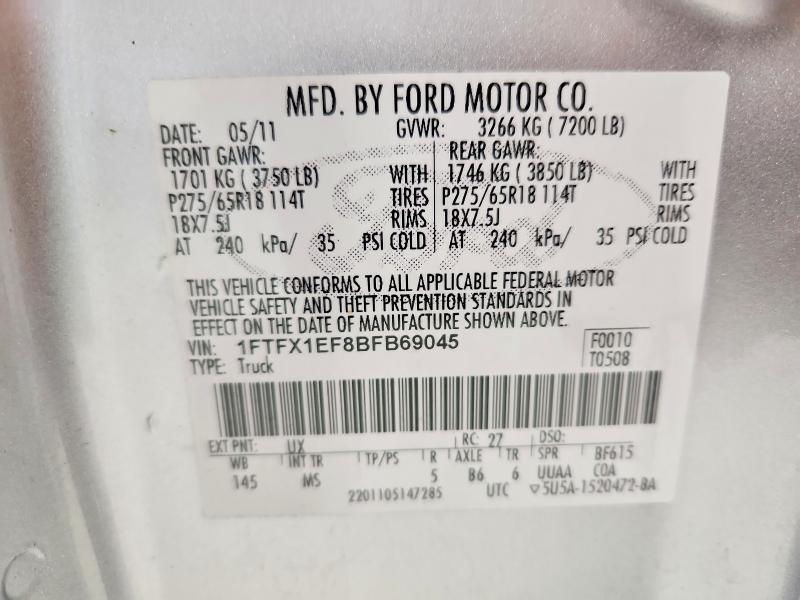 Продажа на аукционе авто 2011 Ford F150, vin: 1FTFX1EF8BFB69045, номер лота: 60559436