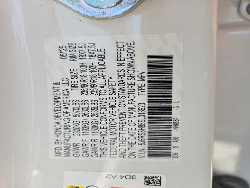 2025 Honda Cr-v მანქანა იყიდება აუქციონზე, vin: 5J6RS5H85SL013623, აუქციონის ნომერი: 61965086