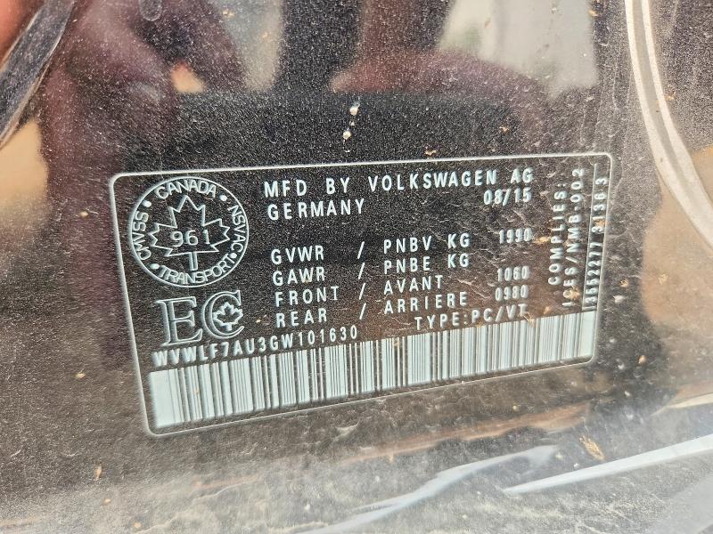 Aukcja sprzedaży 2016 Volkswagen Golf R, vin: WVWLF7AU3GW101630, numer aukcji: 62441336
