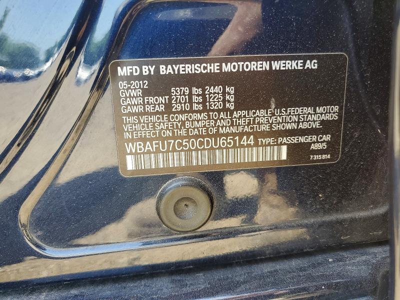 Продаж на аукціоні авто 2012 Bmw 535, vin: WBAFU7C50CDU65144, номер лоту: 59641656