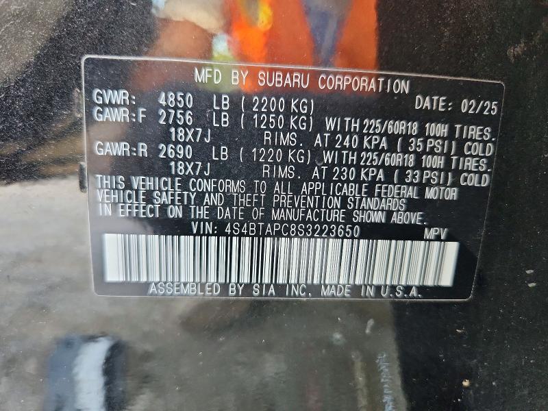 Продаж на аукціоні авто 2025 Subaru Outback, vin: 4S4BTAPC8S3223650, номер лоту: 61634016