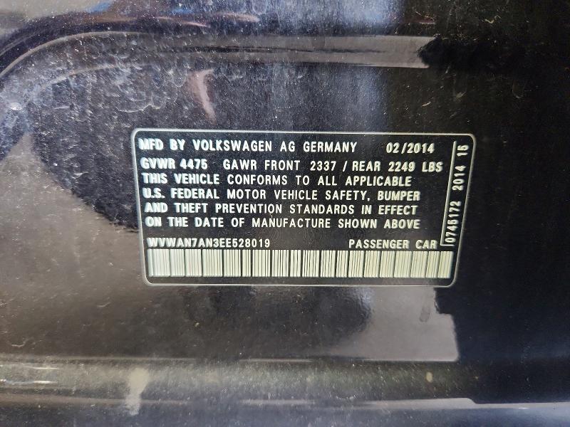 Продажа на аукционе авто 2014 Volkswagen Cc, vin: WVWAN7AN3EE528019, номер лота: 62468926