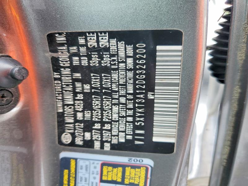 Продажа на аукционе авто 2013 Kia Sorento, vin: 5XYKT3A12DG326200, номер лота: 61009676