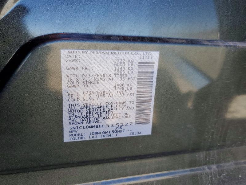 2014 Infiniti Qx60 მანქანა იყიდება აუქციონზე, vin: 5N1CL0MM8EC515122, აუქციონის ნომერი: 62547506