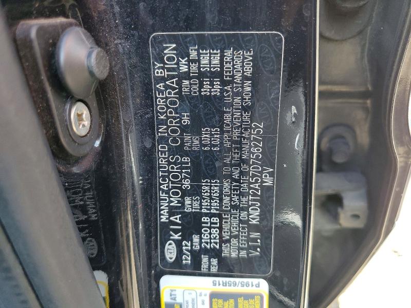 62336896 :رقم المزاد ، KNDJT2A57D7562752 vin ، 2013 Kia Soul مزاد بيع