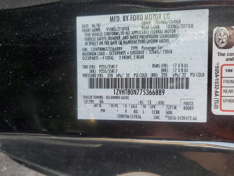 Продажа на аукционе авто 2007 Ford Mustang, vin: 1ZVHT80N775366889, номер лота: 61394546