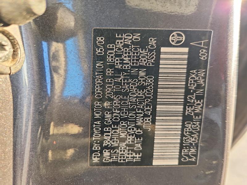 60056306 :رقم المزاد ، JTDBL40E79J026380 vin ، 2009 Toyota Corolla مزاد بيع