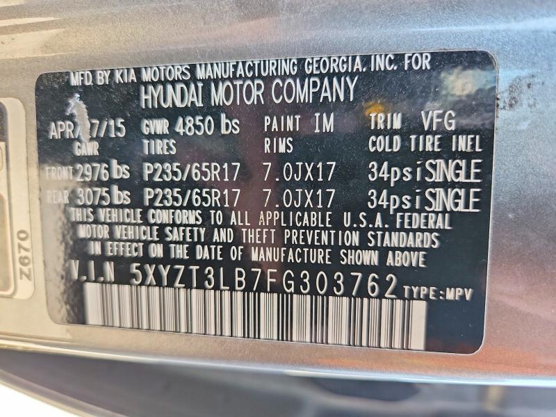 Продаж на аукціоні авто 2015 Hyundai Santa Fe Sport, vin: 5XYZT3LB7FG303762, номер лоту: 62500176