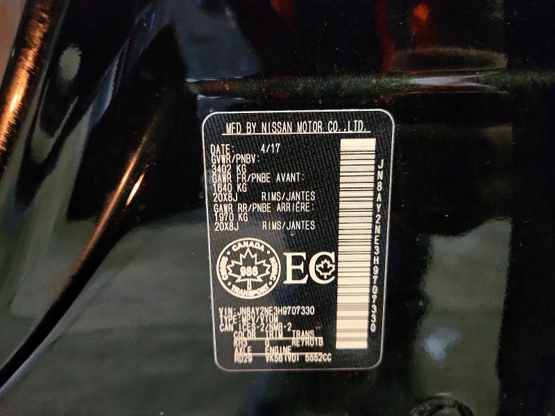 2017 Nissan Armada მანქანა იყიდება აუქციონზე, vin: JN8AY2NE3H9707330, აუქციონის ნომერი: 62212746