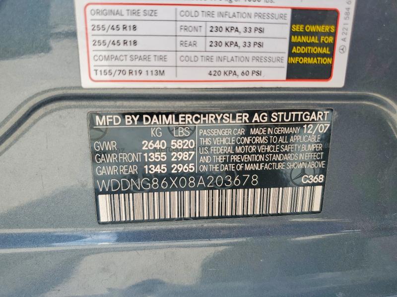 Aukcja sprzedaży 2008 Mercedes-benz S, vin: WDDNG86X08A203678, numer aukcji: 60234976