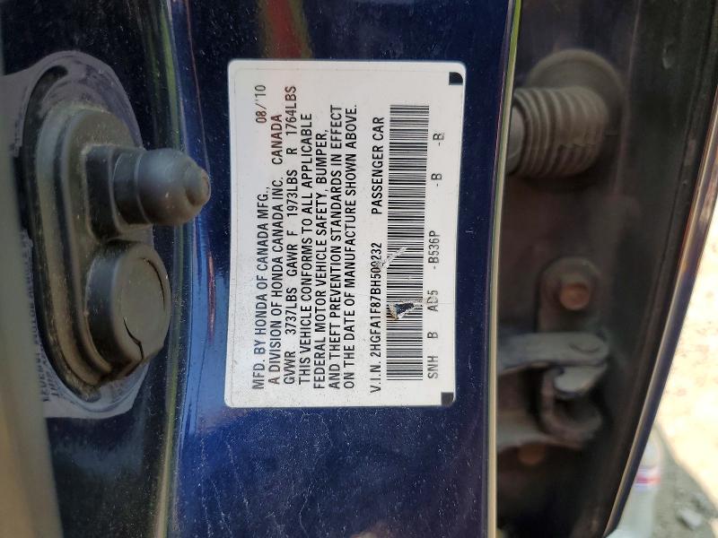 Aukcja sprzedaży 2011 Honda Civic, vin: 2HGFA1F87BH500232, numer aukcji: 62001136