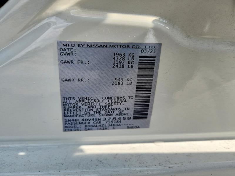 Продажа на аукционе авто 2025 Nissan Altima, vin: 1N4BL4DV4SN378458, номер лота: 62391916