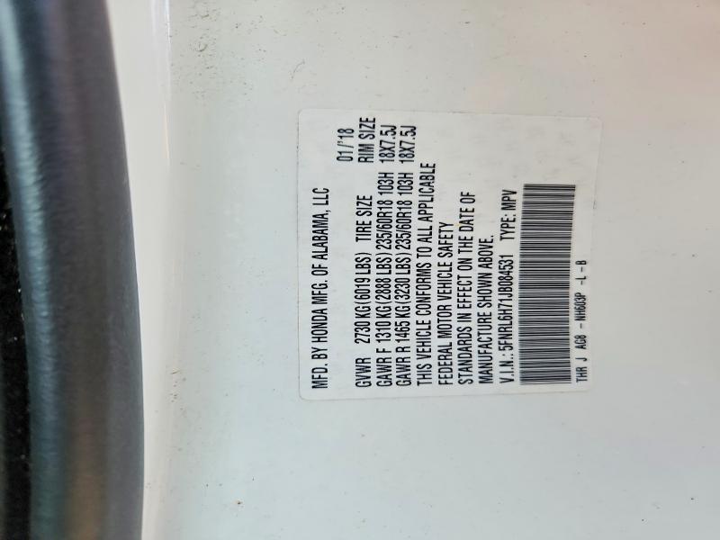 Aukcja sprzedaży 2018 Honda Odyssey, vin: 5FNRL6H71JB084531, numer aukcji: 60087296
