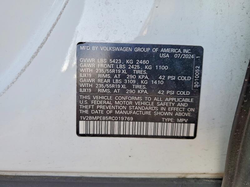 62877466 :رقم المزاد ، 1V2BMPE85RC019769 vin ، 2024 Volkswagen Id.4 مزاد بيع
