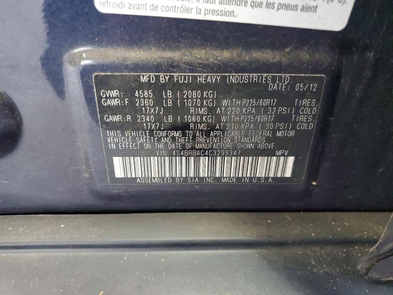 Продажа на аукционе авто 2012 Subaru Outback, vin: 4S4BRBAC4C3299347, номер лота: 62234696