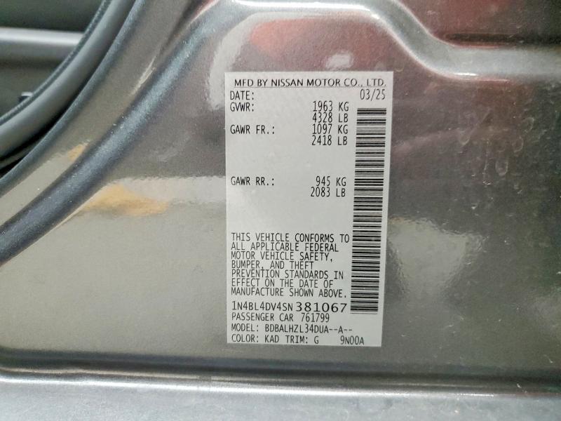 Продаж на аукціоні авто 2025 Nissan Altima, vin: 1N4BL4DV4SN381067, номер лоту: 60565416