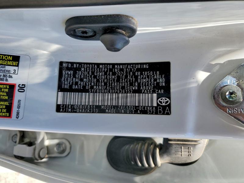 Продажа на аукционе авто 2017 Toyota Corolla, vin: 5YFBURHE8HP636152, номер лота: 61748866