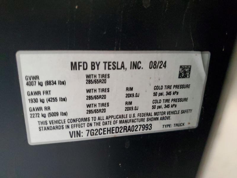 Aukcja sprzedaży 2024 Tesla Cybertruck, vin: 7G2CEHED2RA027993, numer aukcji: 60652376