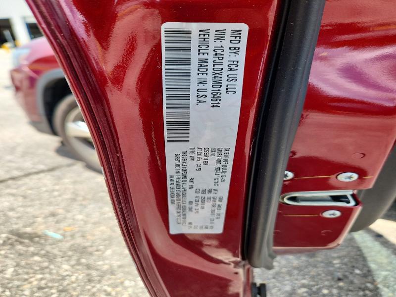 60656006 :رقم المزاد ، 1C4PJLDX4MD164614 vin ، 2021 Jeep Cherokee مزاد بيع