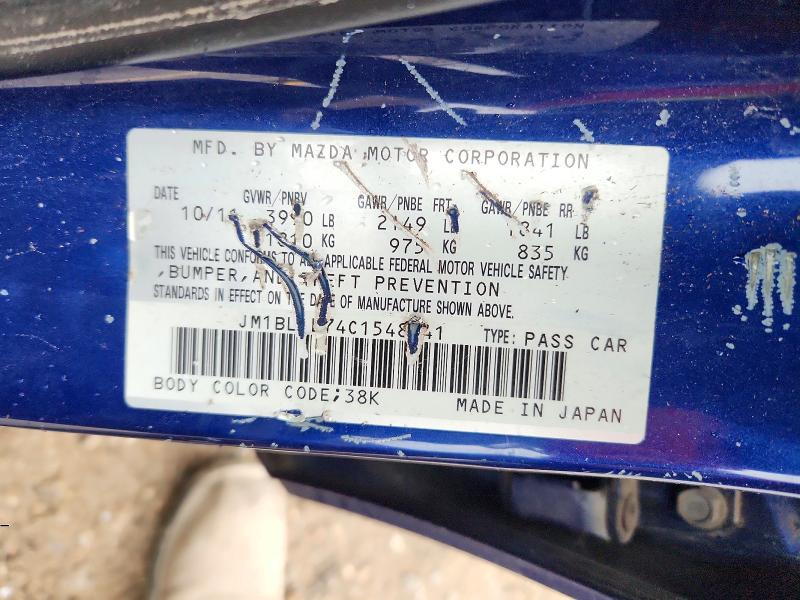 62247336 :رقم المزاد ، JM1BL1L74C1548841 vin ، 2012 Mazda 3 مزاد بيع