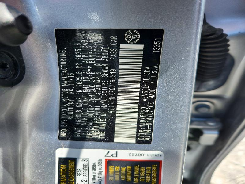 2016 Toyota Camry მანქანა იყიდება აუქციონზე, vin: 4T1BF1FK7GU166519, აუქციონის ნომერი: 63142406