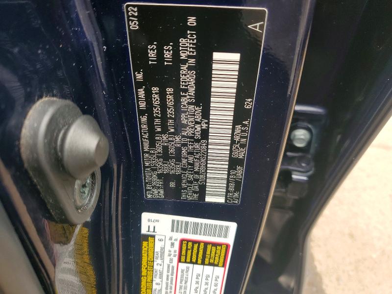 Продаж на аукціоні авто 2022 Toyota Highlander, vin: 5TDBZRBH6NS220849, номер лоту: 60482826