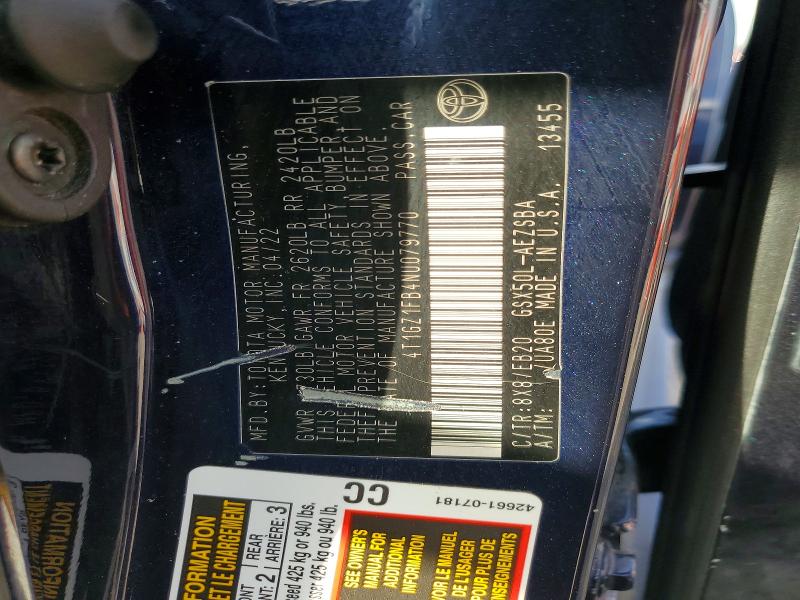 Продажа на аукционе авто 2022 Toyota Avalon, vin: 4T1GZ1FB4NU079770, номер лота: 62818636