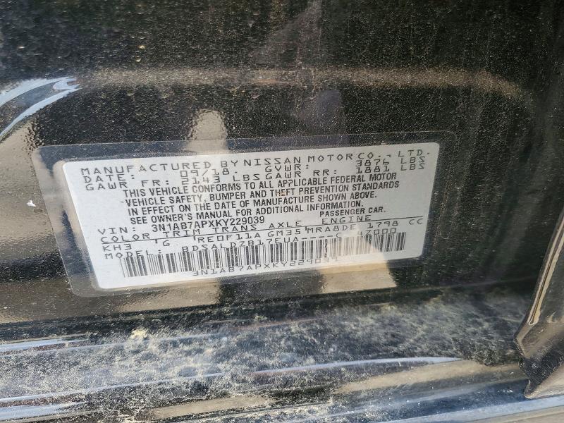 Aukcja sprzedaży 2019 Nissan Sentra, vin: 3N1AB7APXKY229039, numer aukcji: 62415376