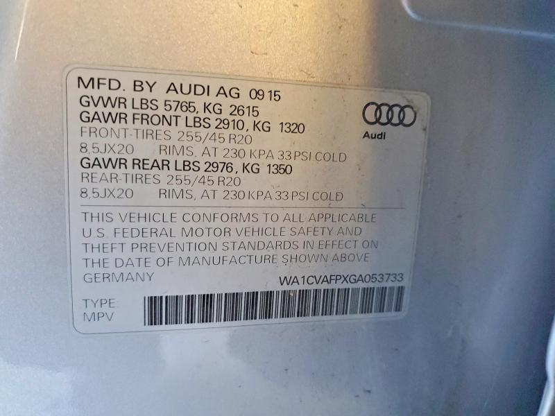 Продажа на аукционе авто 2016 Audi Q5, vin: WA1CVAFPXGA053733, номер лота: 59745346