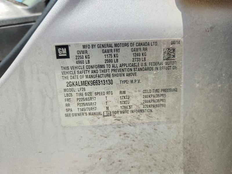 2014 Gmc Terrain მანქანა იყიდება აუქციონზე, vin: 2GKALMEK9E6313130, აუქციონის ნომერი: 62997686