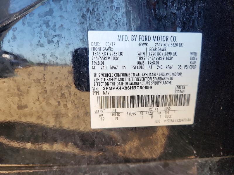 2017 Ford Edge მანქანა იყიდება აუქციონზე, vin: 2FMPK4K86HBC60699, აუქციონის ნომერი: 58286496