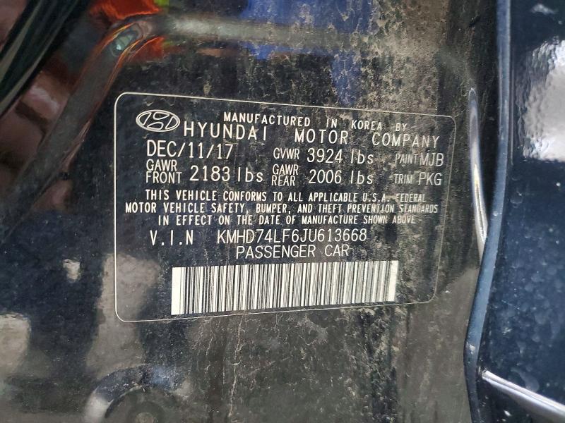 Продаж на аукціоні авто 2018 Hyundai Elantra, vin: KMHD74LF6JU613668, номер лоту: 61532726