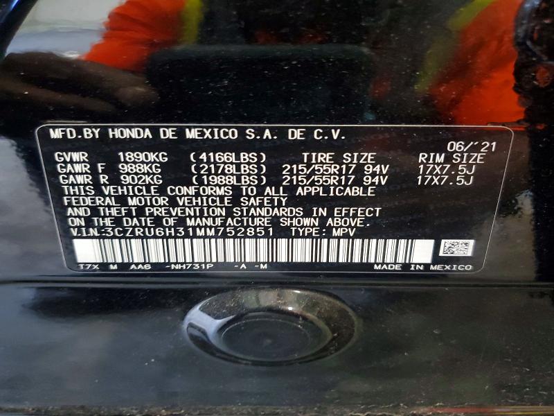 Продаж на аукціоні авто 2021 Honda Hr-v, vin: 3CZRU6H31MM752851, номер лоту: 62398496