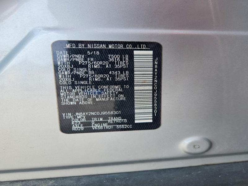 Aukcja sprzedaży 2018 Nissan Armada, vin: JN8AY2NC0J9558301, numer aukcji: 59399916