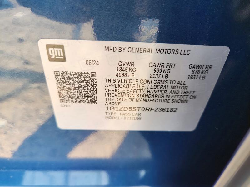 Aukcja sprzedaży 2024 Chevrolet Malibu, vin: 1G1ZD5ST0RF236182, numer aukcji: 62443266