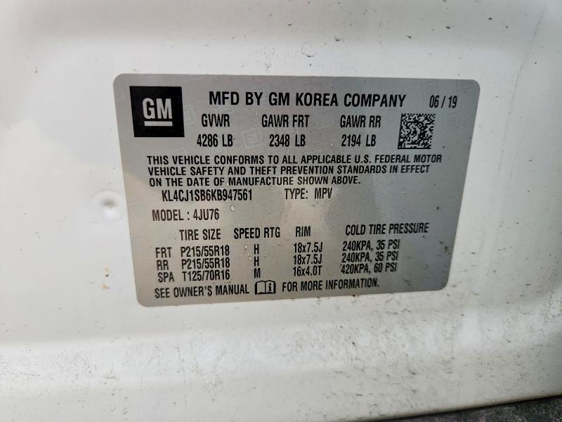 Продаж на аукціоні авто 2019 Buick Encore, vin: KL4CJ1SB6KB947561, номер лоту: 62004696