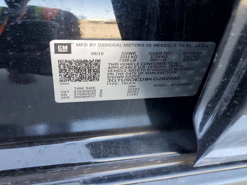 59589996 :رقم المزاد ، 3GTU9DED8KG262602 vin ، 2019 Gmc Sierra مزاد بيع