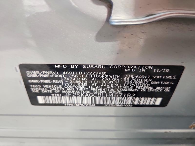 Aukcja sprzedaży 2020 Subaru Forester, vin: JF2SKAGC8LH467182, numer aukcji: 60596016