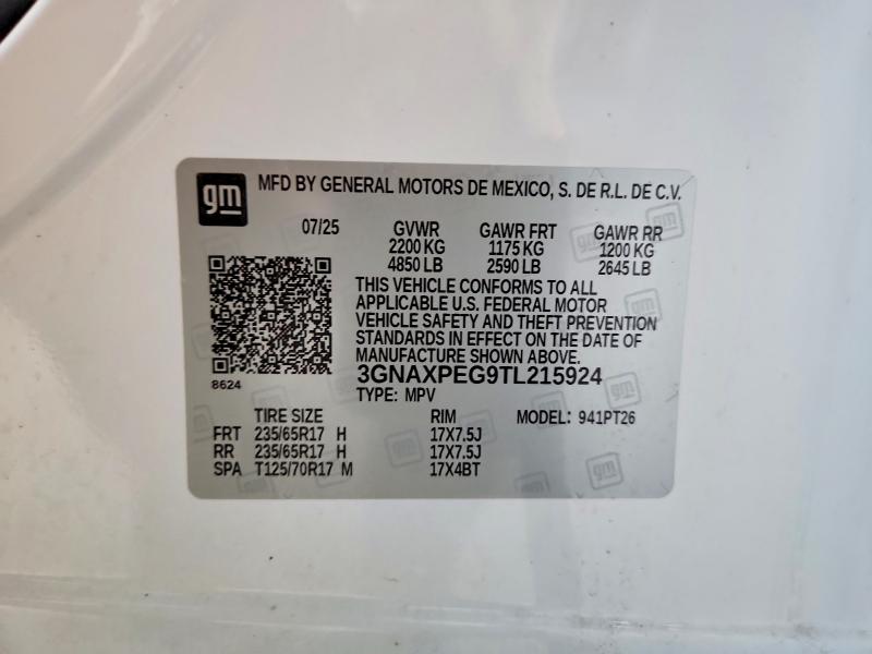 Продаж на аукціоні авто 2026 Chevrolet Equinox, vin: 3GNAXPEG9TL215924, номер лоту: 61195056