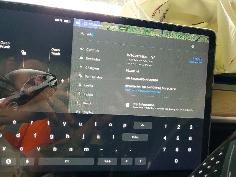 Aukcja sprzedaży 2022 Tesla Model Y, vin: 7SAYGAEE4NF361896, numer aukcji: 61026856