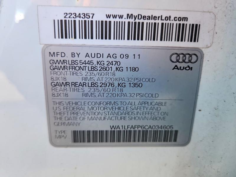 Aukcja sprzedaży 2012 Audi Q5, vin: WA1LFAFP6CA034605, numer aukcji: 62769116