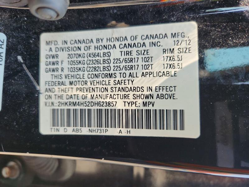 62015896 :رقم المزاد ، 2HKRM4H52DH623857 vin ، 2013 Honda Cr-v مزاد بيع