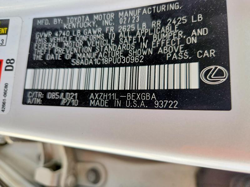 Продажа на аукционе авто 2023 Lexus Es 300h, vin: 58ADA1C18PU030962, номер лота: 59372316