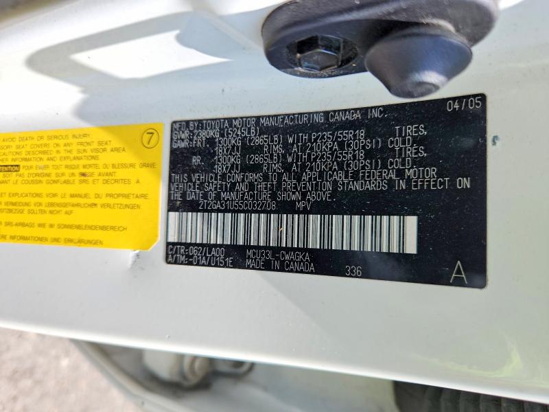 Aukcja sprzedaży 2005 Lexus Rx, vin: 2T2GA31U55C032708, numer aukcji: 61056506