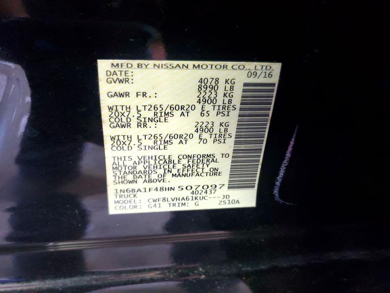 Aukcja sprzedaży 2017 Nissan Titan Xd, vin: 1N6BA1F48HN507097, numer aukcji: 60067876