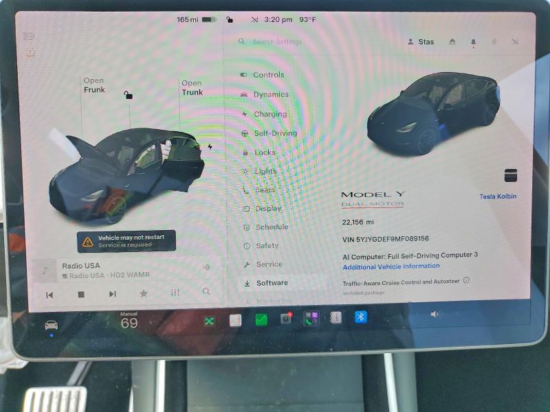 62419816 :رقم المزاد ، 5YJYGDEF9MF089156 vin ، 2021 Tesla Model Y مزاد بيع