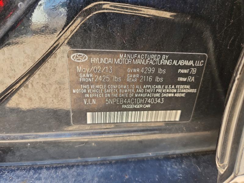 Продаж на аукціоні авто 2013 Hyundai Sonata, vin: 5NPEB4AC1DH740343, номер лоту: 61097276