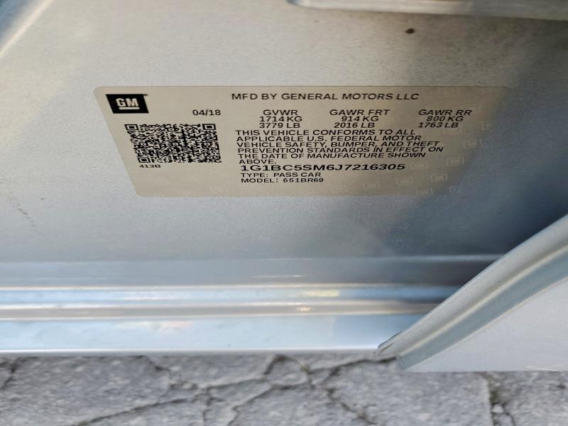 61237386 :رقم المزاد ، 1G1BC5SM6J7216305 vin ، 2018 Chevrolet Cruze مزاد بيع